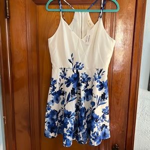 Primp Blue Floral Dress Large NWT